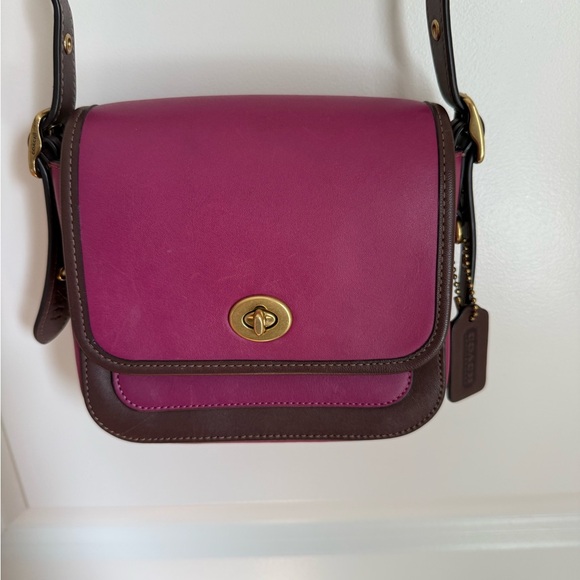 Coach Handbags - Coach Two-Tone Magenta and Brown Leather Crossbody